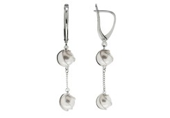 Серебряные cерьги висячие с жемчугом