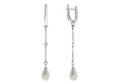 Серебряные cерьги висячие с жемчугом