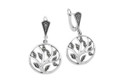 Серебряные cерьги висячие с марказитом