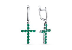 Серебряные cерьги висячие с агатом зеленым