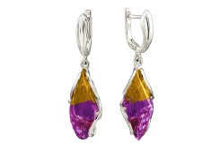 Серебряные cерьги висячие с аметрином