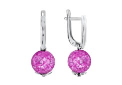 Серебряные cерьги висячие с кварцем