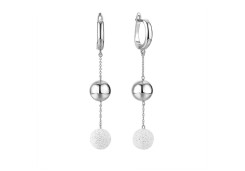 Серебряные cерьги висячие с глиттером