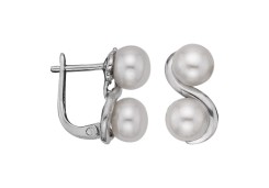 Серебряные cерьги классические с жемчугом
