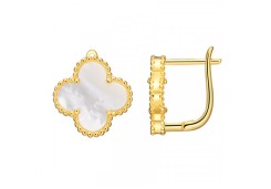 Серебряные cерьги классические с позолотой с перламутром