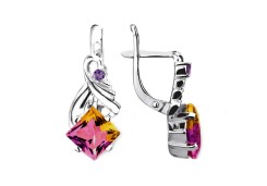 Серебряные cерьги классические с полудрагоценными камнями
