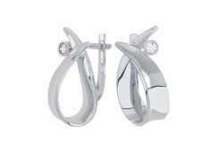 Серебряные cерьги классические с фианитом