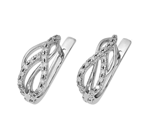 Серебряные cерьги классические с фианитом