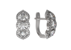 Серебряные cерьги классические с фианитом