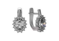 Серебряные cерьги классические с фианитом