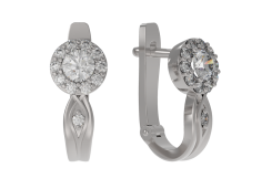 Серебряные cерьги классические с фианитом