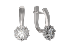 Серебряные cерьги классические с фианитом