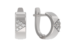 Серебряные cерьги классические с фианитом