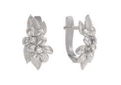 Серебряные cерьги классические с фианитом