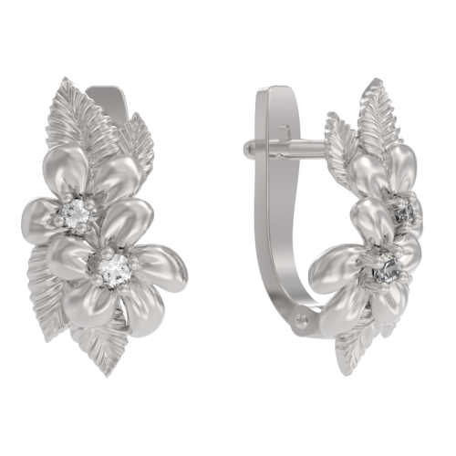 Серебряные cерьги классические с фианитом