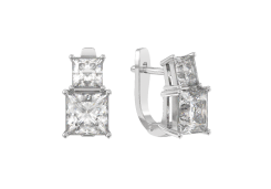 Серебряные cерьги классические с фианитом