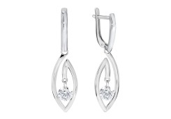 Серебряные cерьги классические с фианитом