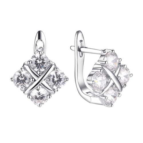 Серебряные cерьги классические с фианитом