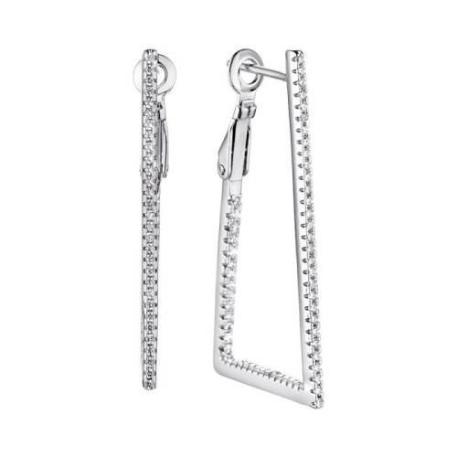 Серебряные cерьги классические с фианитом