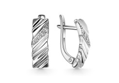 Серебряные cерьги классические с фианитом