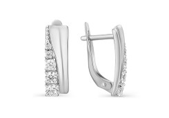 Серебряные cерьги классические с фианитом