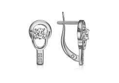 Серебряные cерьги классические с фианитом