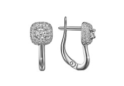 Серебряные cерьги классические с фианитом