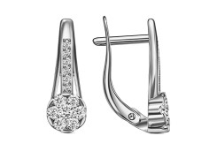 Серебряные cерьги классические с фианитом