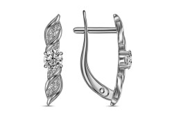 Серебряные cерьги классические с фианитом