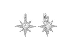 Серебряные cерьги классические с фианитом
