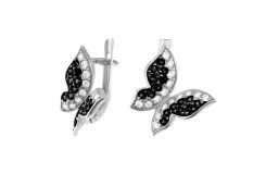 Серебряные cерьги классические с фианитом