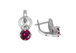 Серебряные cерьги классические с фианитом