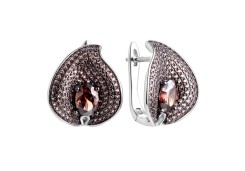 Серебряные cерьги классические с фианитом