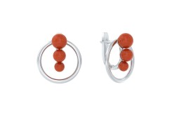 Серебряные cерьги классические с кораллом