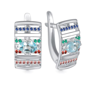 Серебряные cерьги классические с топазом