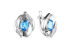 Серебряные cерьги классические с топазом