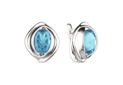 Серебряные cерьги классические с топазом