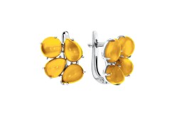 Серебряные cерьги классические с цитрином