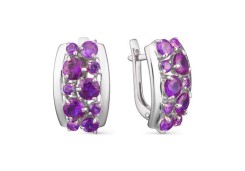 Серебряные cерьги классические с аметистом