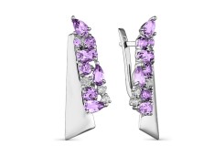 Серебряные cерьги классические с аметистом