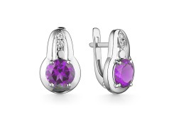 Серебряные cерьги классические с аметистом
