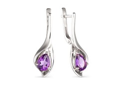 Серебряные cерьги классические с аметистом