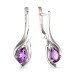 Серебряные cерьги классические с аметистом