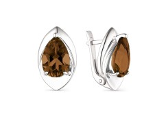 Серебряные cерьги классические с раух-топазом