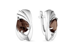 Серебряные cерьги классические с раух-топазом