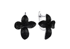 Серебряные cерьги классические с кристаллом