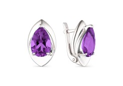 Серебряные cерьги классические с корундом