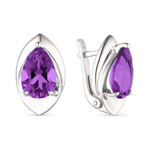 Серебряные cерьги классические с корундом