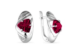 Серебряные cерьги классические с корундом