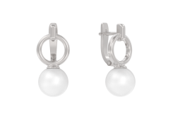 Серебряные cерьги классические с жемчугом